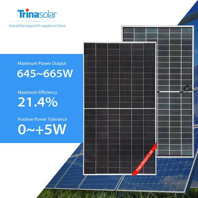 IP68 Box di giunzione Trina TSM-DEG21C.20 645-665W Bifacial Dual Glass Solar Panel