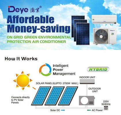 Con cronometro, condizionatore d'aria solare OFF GRID DC 48V split ibrido portatile