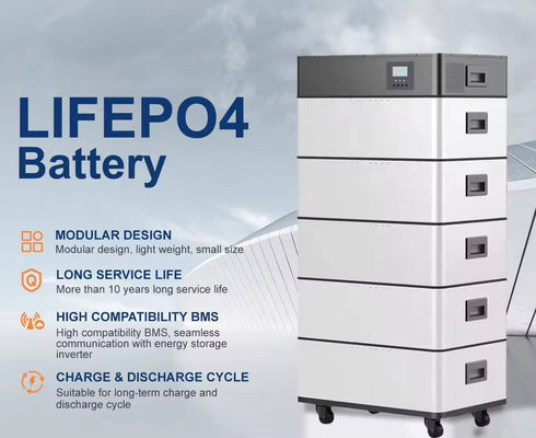 Sistema solare domestico a ioni di litio Lifepo4 51.2v stackabile modulare 6000 Times 208Ah Batteria di accumulo di energia