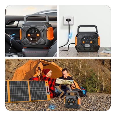 Stazione di energia solare mobile all'aperto con uscita di 320W AC e accendino