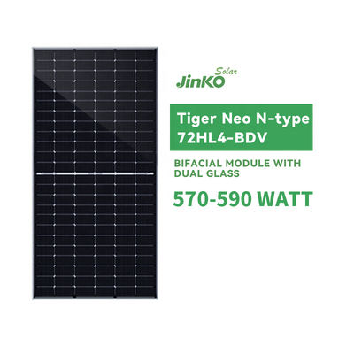 2.0mm Vetro frontale Jinko Tiger Neo tipo N 72HL4-BDV 570-590 Watt Pannello solare 2278*1134*30mm