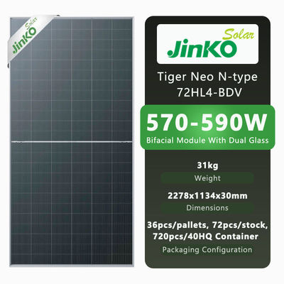 Jinko Solar Tiger Neo pannelli fotovoltaici di tipo N 590W 585W 580W 575W 570W per il sistema solare on-grid