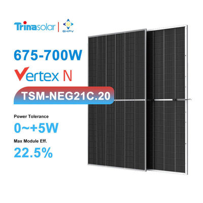 Pannello solare monocristallino di tipo N a doppio lato a doppio vetro da 700 W per una potenza massima