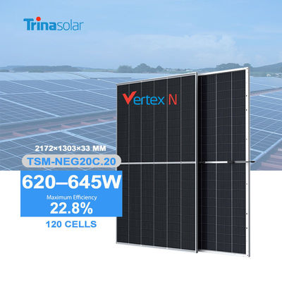 Topcon Bifacial n tipo pannello solare 620w 635w 645w Trina con e certificato Ce Tuv