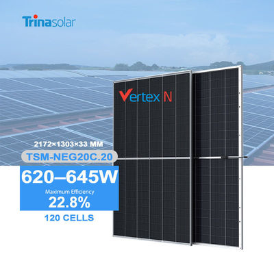 Sistema di energia solare Trinasolar 620w 625w 630w 635w 640w 645w Modulo PV a doppio vetro