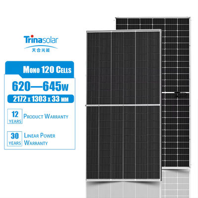 2172x1303x33mm 620W 625W 630W 640W 645W Piastrelle bifaciali monocristalline a pannello solare di tipo N