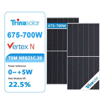Pannelli solari bifaciali Trina tipo N 680W 700W Potenza per la casa con dimensioni di cella 210mmx210mm