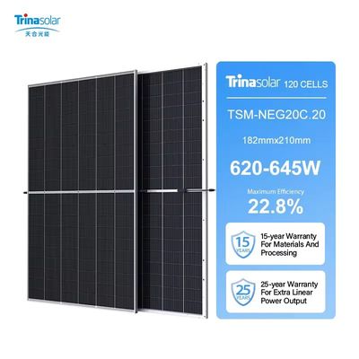 Trina Solar 620-645W pannelli solari mono bifacciali a doppio vetro a telaio nero per celle a metà taglio
