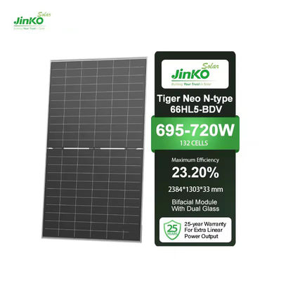 Real Jinko Mono N-Type Bifacial Double Glass pannelli solari 700W-720W per impianto 1000W