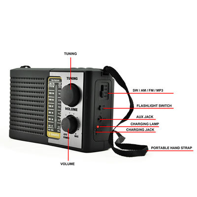 Personalizzazione Compatta Campeggio Radio Solare Con Torcia di carica luce