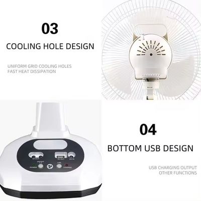 Popolare ventilatore solare da tavolo da 12 pollici con pannello e luce LED