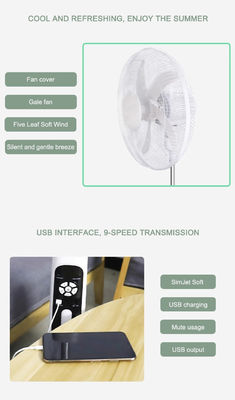 Ventilatore solare ricaricabile da 20W con illuminazione a LED 3 velocità Ventilatore solare a pavimento