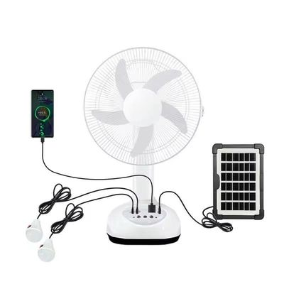 Ventilatore solare ricaricabile da 12 pollici per uso domestico 6V AC DC con luce notturna a led